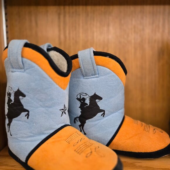 cute cozy Kids Rodeo Western Cowboy boot style slippers unisex size m - Picture 2 of 2